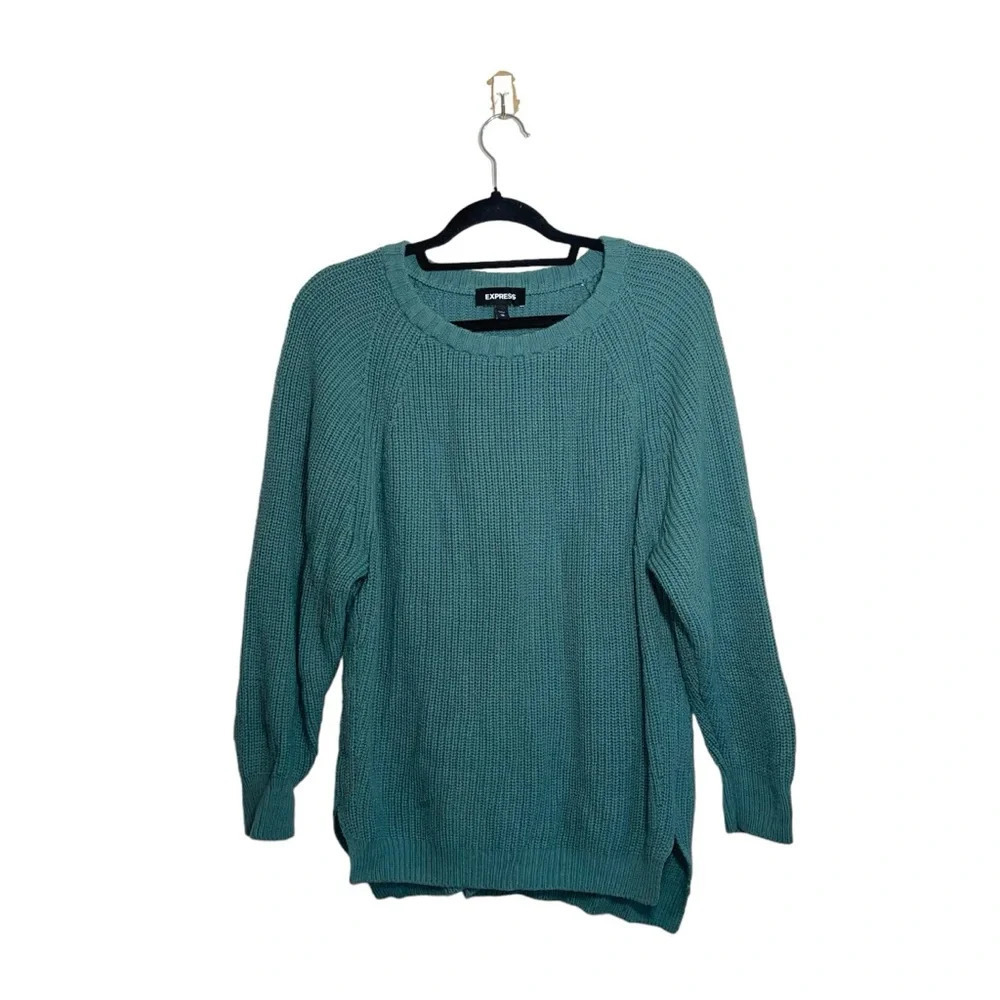 Express Teal Crew Neck Tight Knit Oversized Sweater Xsmall Women’s